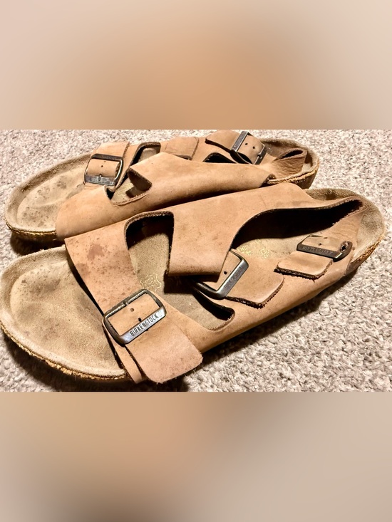 Birkenstock Tan Suede Two-Strap Men\'s Sandals with Buckles main image 8